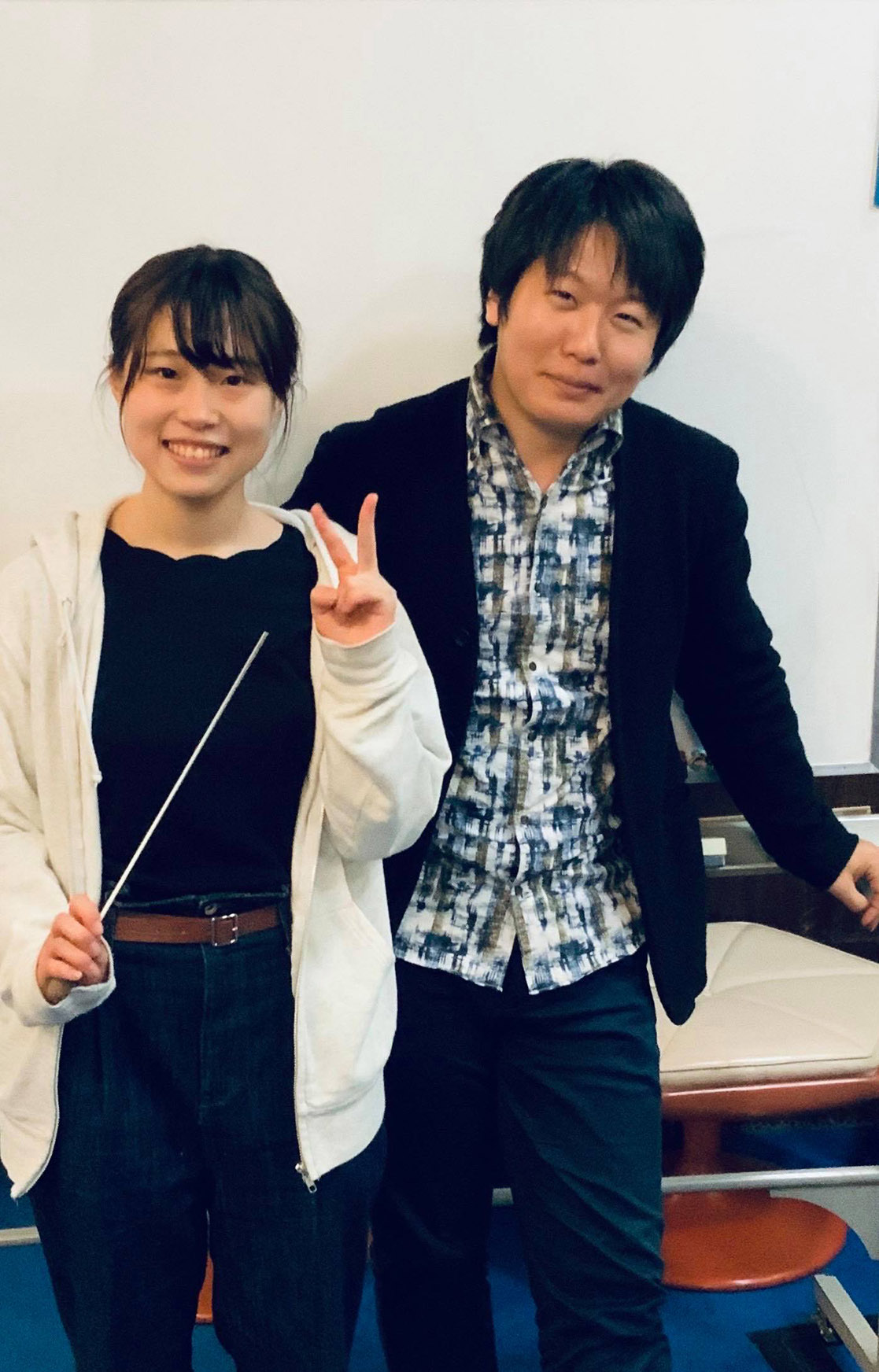福井大学フィル学生指揮者、愛弟子の岡崎陽香さんと。チャイコフスキー五番、よく頑張った!
